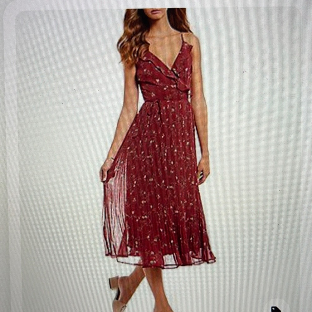 Pleated midi wrap dress